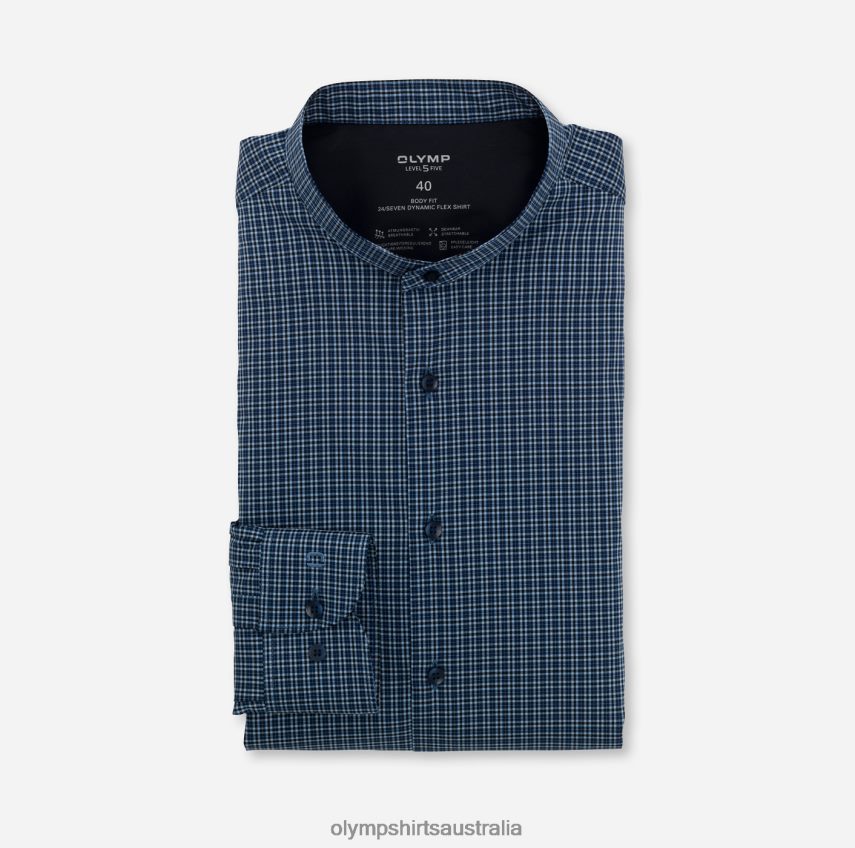 Clothing AU OLYMP Level Five 24/Seven Body Fit, Business Shirt, Stand-Up Collar, Marine T8882J828