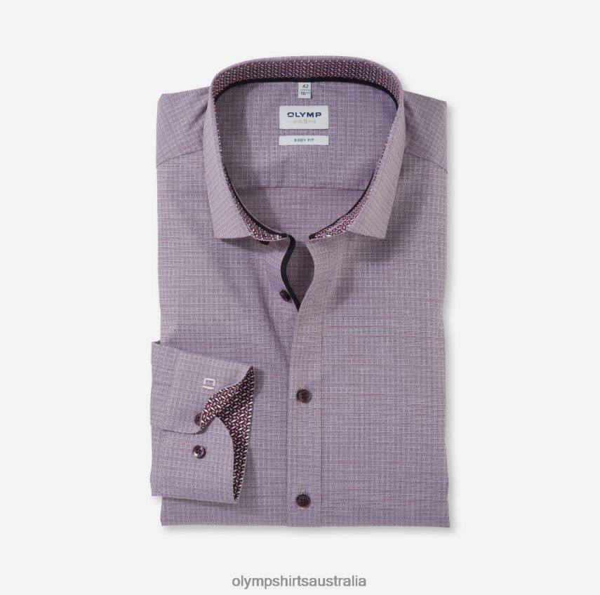 Clothing AU OLYMP Level Five Body Fit, Business Shirt, Long Sleeve Extra Long, Modern Kent, Dark Red T8882J904