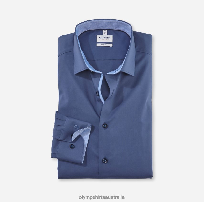 Clothing AU OLYMP Level Five Body Fit, Business Shirt, Long Sleeve Extra Long, Modern Kent, Smoke Blue T8882J896