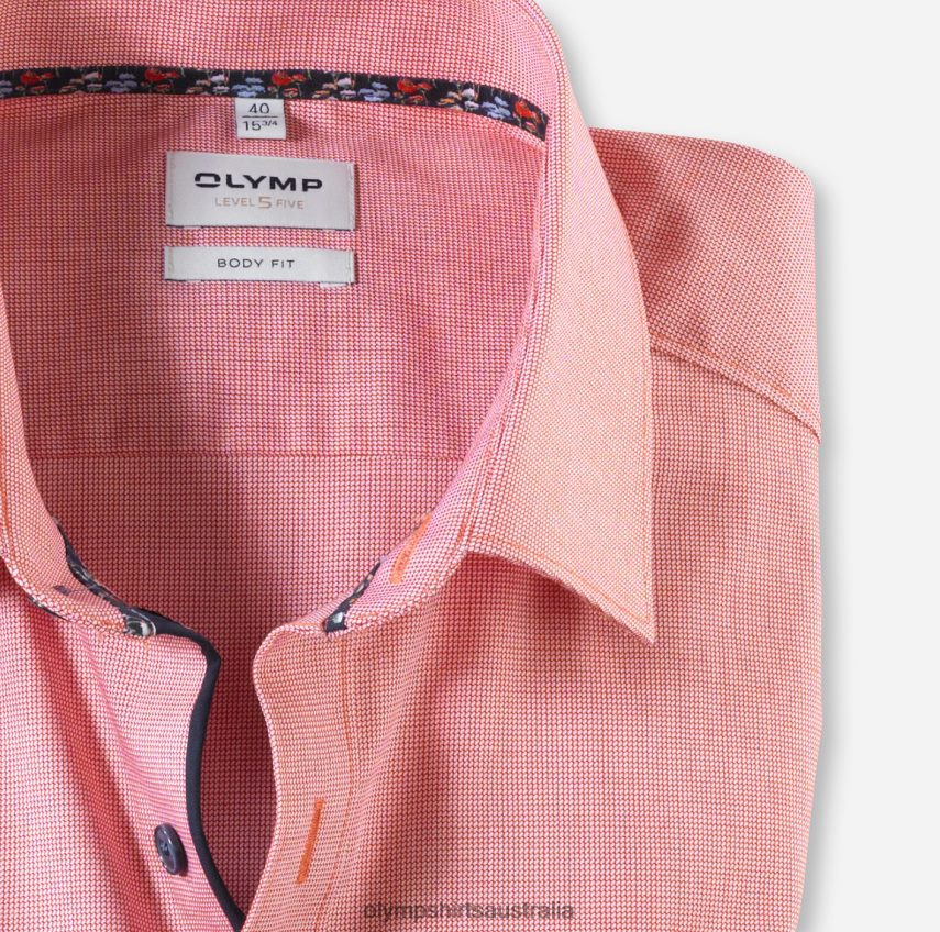 Clothing AU OLYMP Level Five Body Fit, Business Shirt, Long Sleeve Extra Long, New York Kent, Red T8882J908