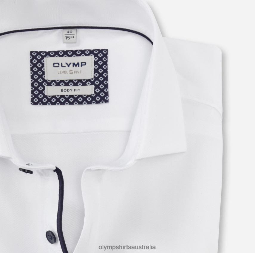 Clothing AU OLYMP Level Five Body Fit, Business Shirt, Long Sleeve Extra Long, Royal Kent, White T8882J863