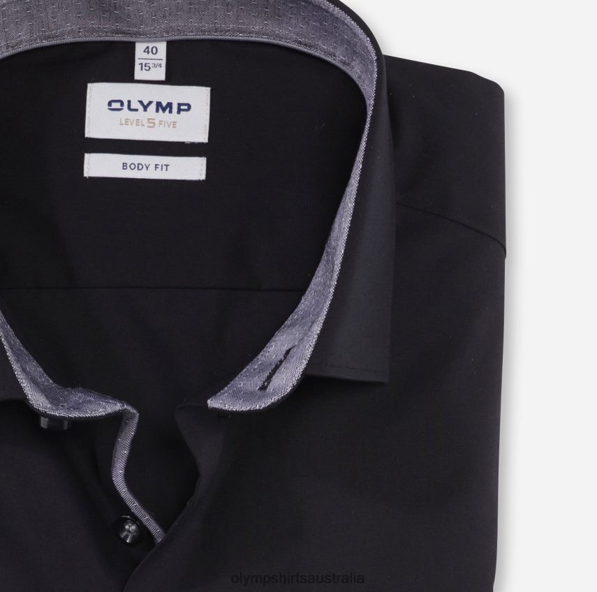 Clothing AU OLYMP Level Five Body Fit, Business Shirt, Modern Kent, Black T8882J718