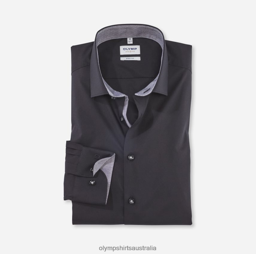 Clothing AU OLYMP Level Five Body Fit, Business Shirt, Modern Kent, Black T8882J744