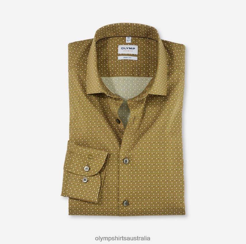 Clothing AU OLYMP Level Five Body Fit, Business Shirt, Modern Kent, Brass T8882J679