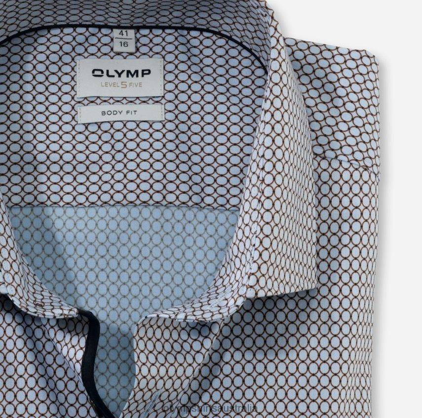 Clothing AU OLYMP Level Five Body Fit, Business Shirt, Modern Kent, Brown T8882J746