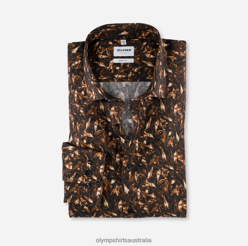 Clothing AU OLYMP Level Five Body Fit, Business Shirt, Modern Kent, Brown T8882J783