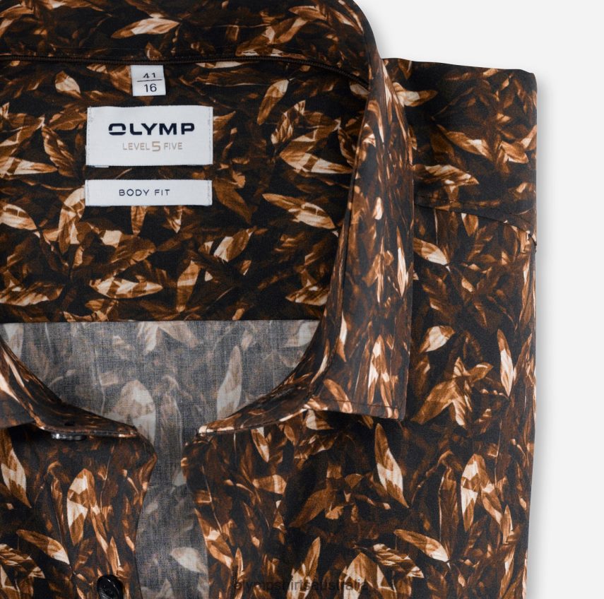 Clothing AU OLYMP Level Five Body Fit, Business Shirt, Modern Kent, Brown T8882J783