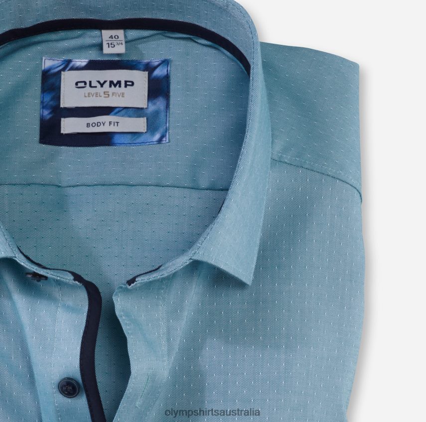 Clothing AU OLYMP Level Five Body Fit, Business Shirt, Modern Kent, Emerald T8882J588