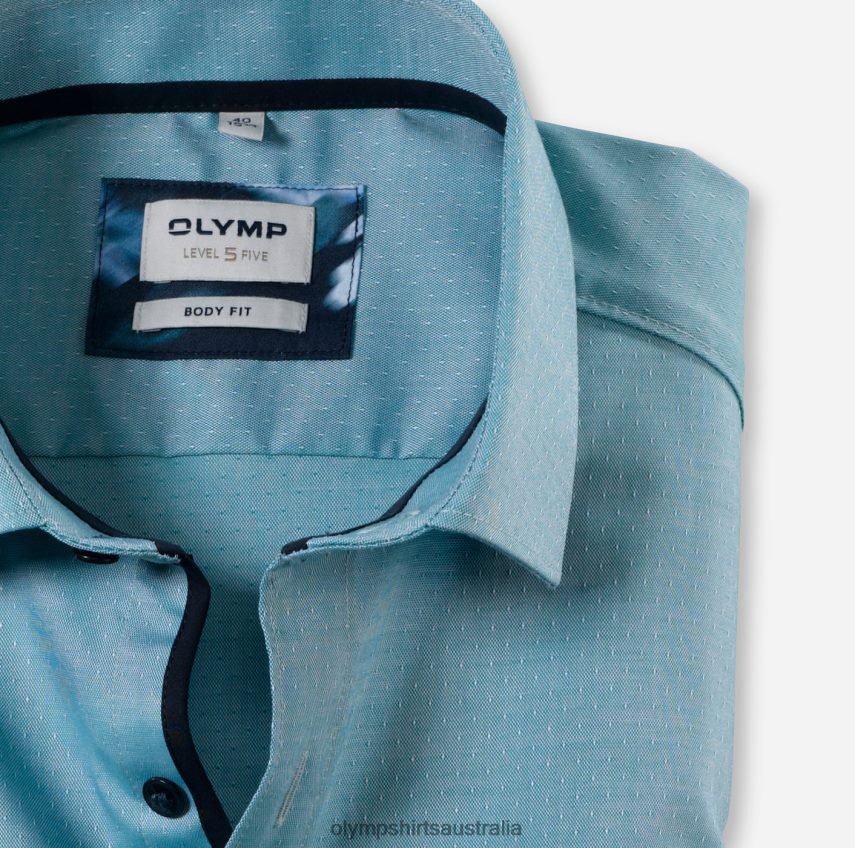 Clothing AU OLYMP Level Five Body Fit, Business Shirt, Modern Kent, Emerald T8882J711