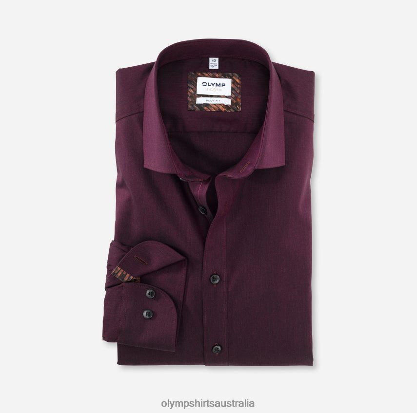 Clothing AU OLYMP Level Five Body Fit, Business Shirt, Modern Kent, Garnet T8882J799