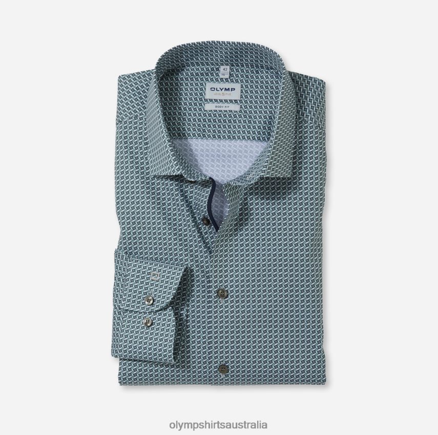 Clothing AU OLYMP Level Five Body Fit, Business Shirt, Modern Kent, Olive T8882J571