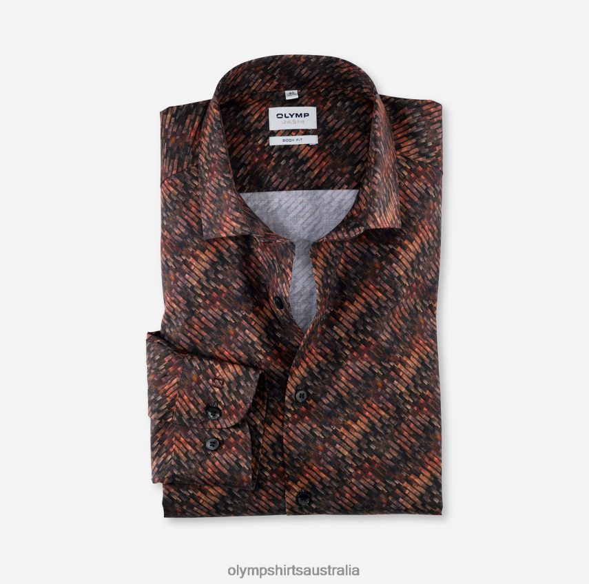 Clothing AU OLYMP Level Five Body Fit, Business Shirt, Modern Kent, Red Orange T8882J663