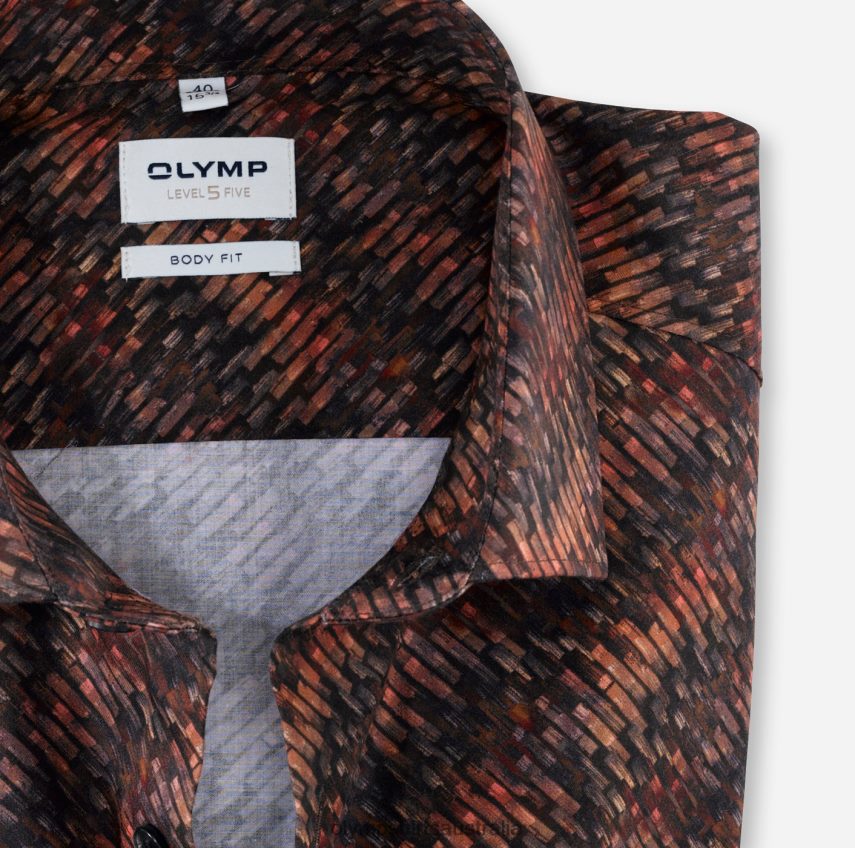 Clothing AU OLYMP Level Five Body Fit, Business Shirt, Modern Kent, Red Orange T8882J663