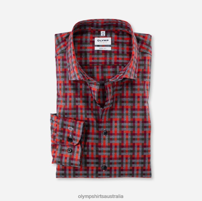 Clothing AU OLYMP Level Five Body Fit, Business Shirt, Modern Kent, Red Orange T8882J776
