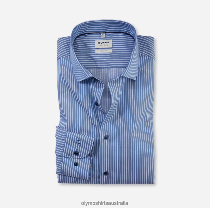 Clothing AU OLYMP Level Five Body Fit, Business Shirt, Modern Kent, Smoke Blue T8882J770
