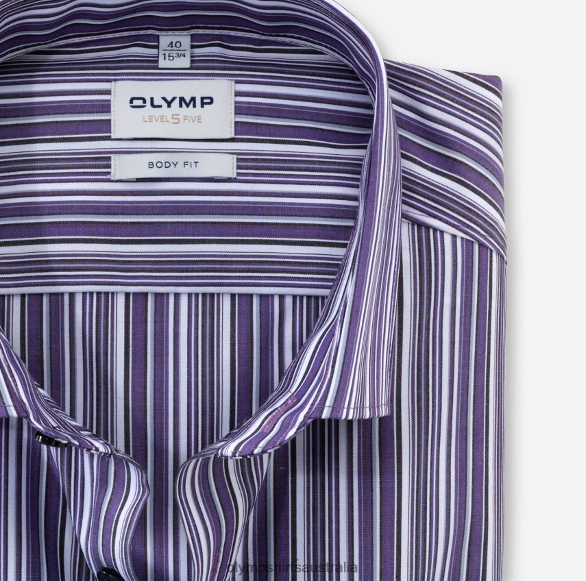 Clothing AU OLYMP Level Five Body Fit, Business Shirt, Modern Kent, Viola T8882J705
