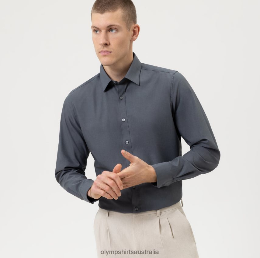 Clothing AU OLYMP Level Five Body Fit, Business Shirt, New York Kent, Anthracite T8882J847