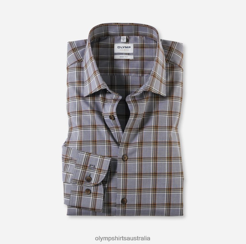 Clothing AU OLYMP Level Five Body Fit, Business Shirt, New York Kent, Brown T8882J427