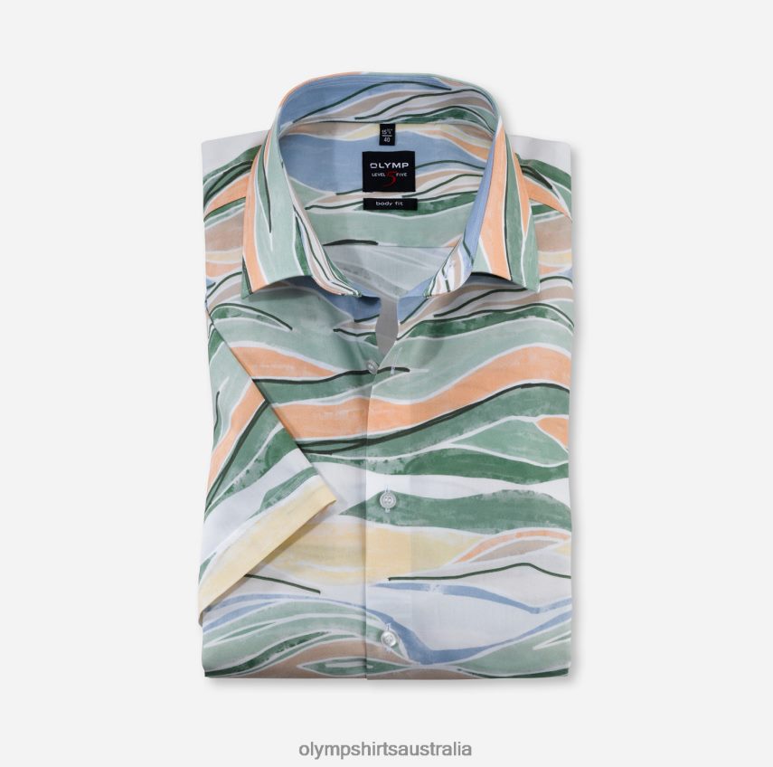 Clothing AU OLYMP Level Five Body Fit, Business Shirt, New York Kent, Green T8882J682