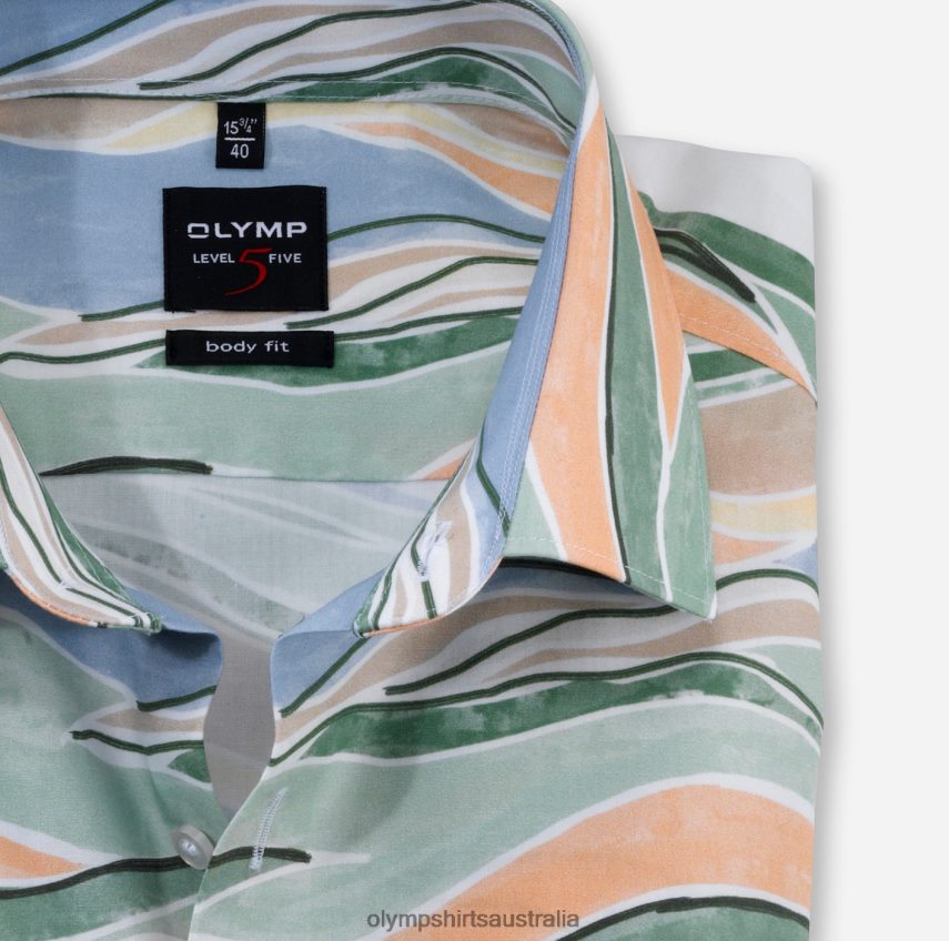 Clothing AU OLYMP Level Five Body Fit, Business Shirt, New York Kent, Green T8882J682