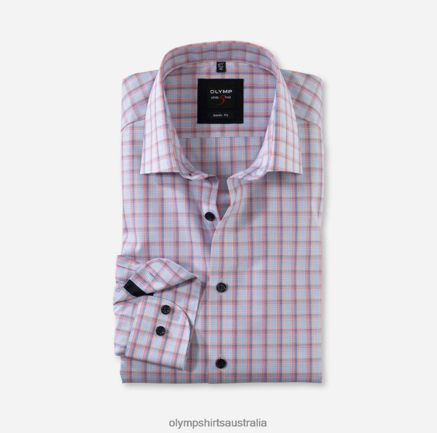 Clothing AU OLYMP Level Five Body Fit, Business Shirt, New York Kent, Salmon T8882J812