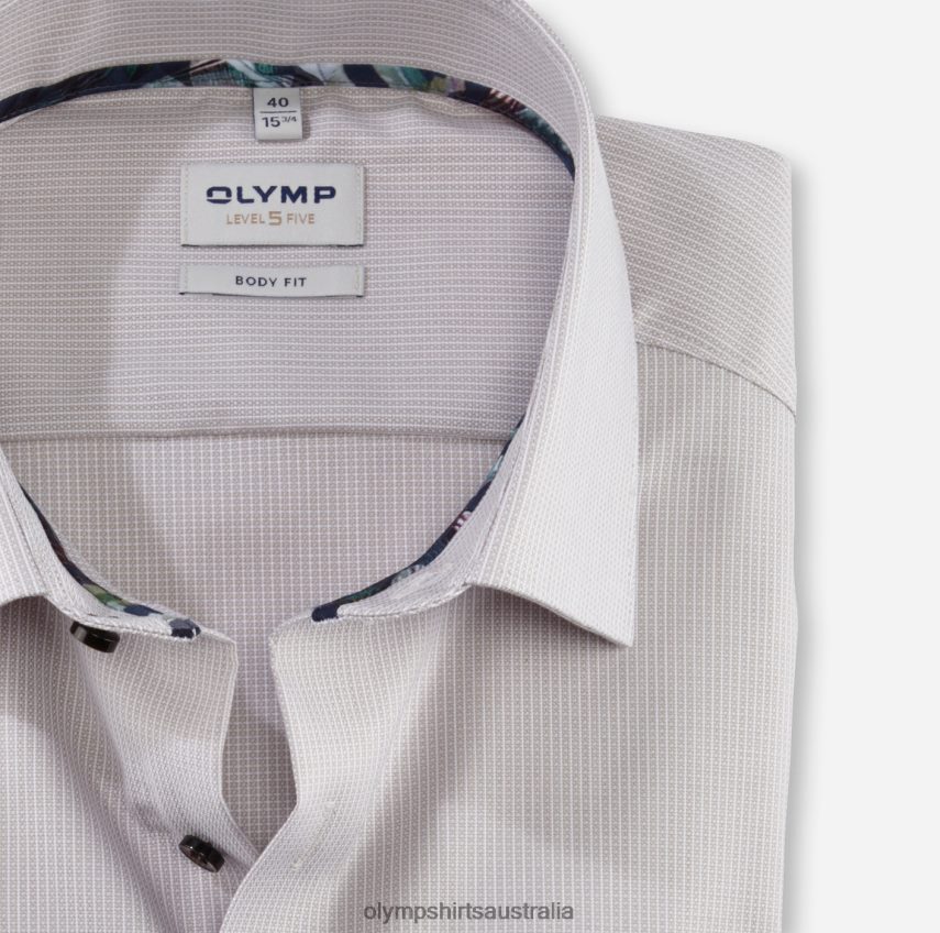 Clothing AU OLYMP Level Five Body Fit, Business Shirt, New York Kent, Taupe T8882J373