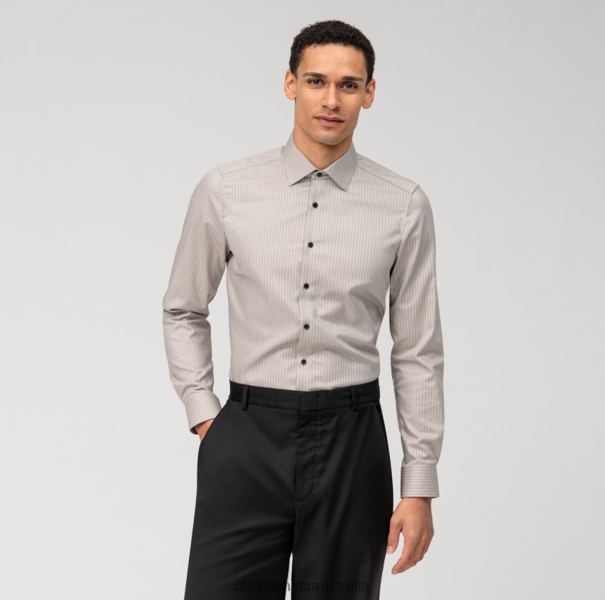 Clothing AU OLYMP Level Five Body Fit, Business Shirt, New York Kent, Taupe T8882J589