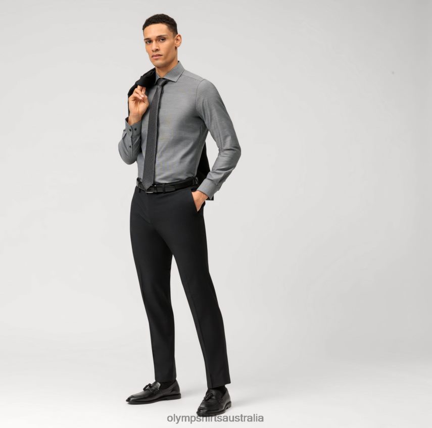 Clothing AU OLYMP Level Five Body Fit, Business Shirt, Royal Kent, Black T8882J689