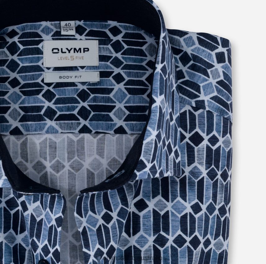 Clothing AU OLYMP Level Five Body Fit, Business Shirt, Royal Kent, Bleu T8882J721