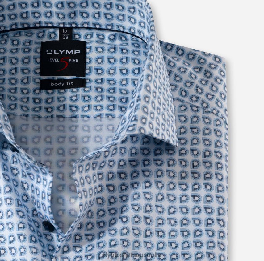 Clothing AU OLYMP Level Five Body Fit, Business Shirt, Royal Kent, Bleu T8882J818