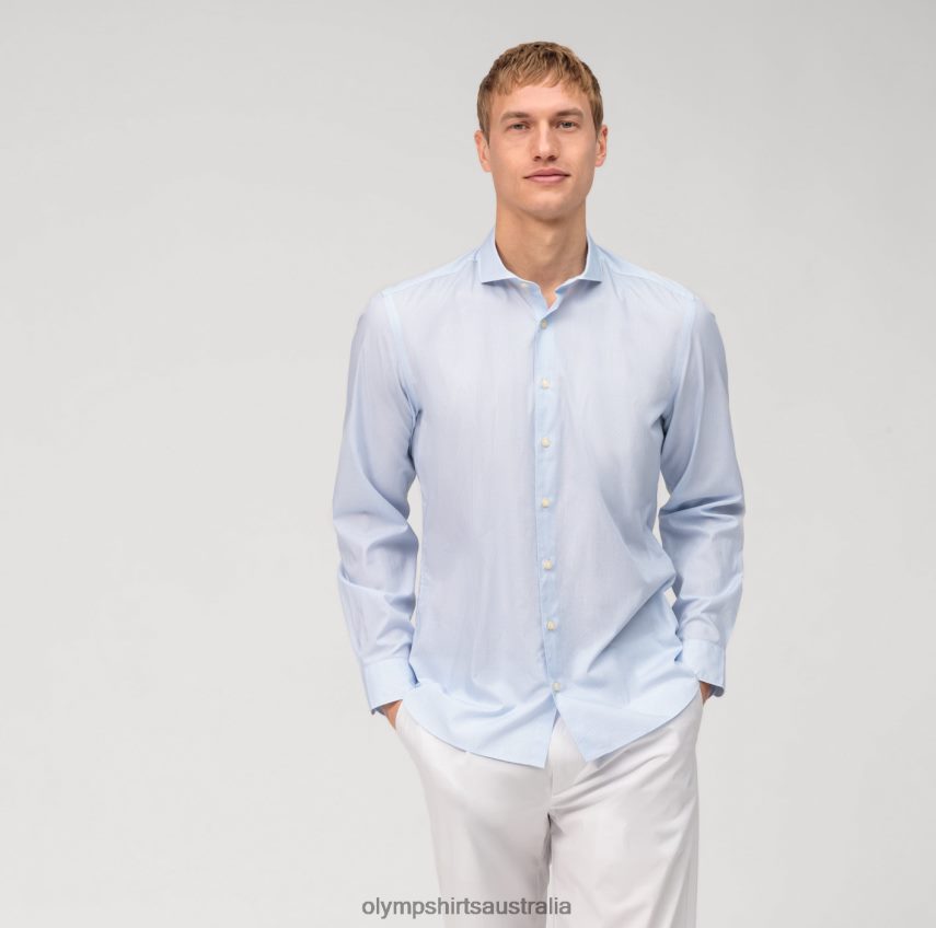Clothing AU OLYMP Level Five Garment Washed Body Fit, Business Shirt, Cutaway, Bleu T8882J555