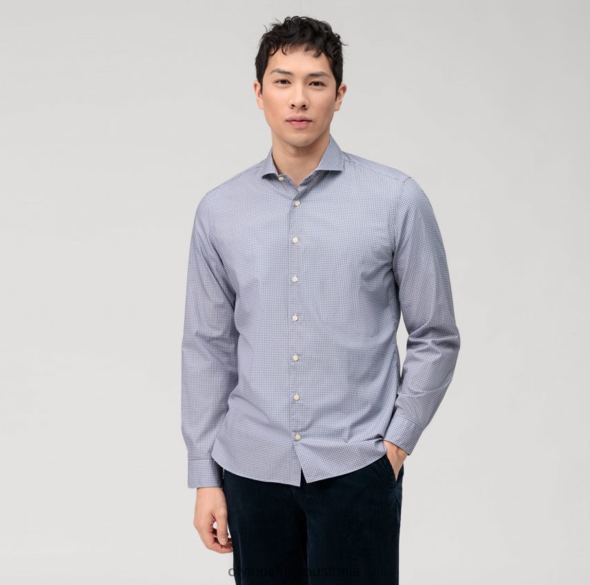 Clothing AU OLYMP Level Five Garment Washed Body Fit, Business Shirt, Cutaway, Marine T8882J569