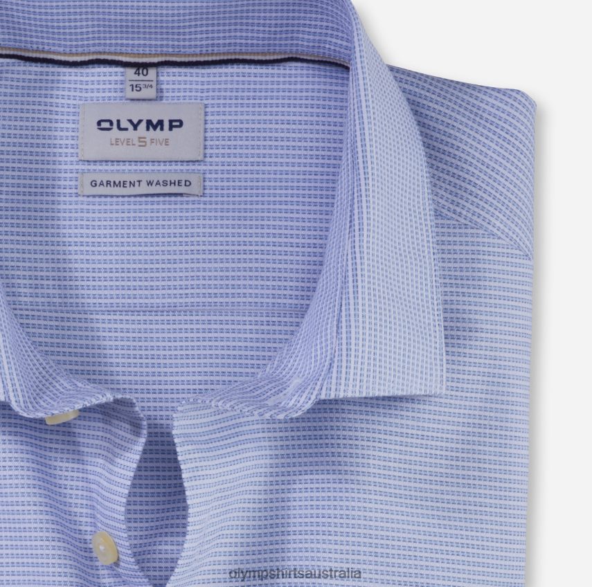 Clothing AU OLYMP Level Five Garment Washed Body Fit, Business Shirt, Kent, Bleu T8882J490