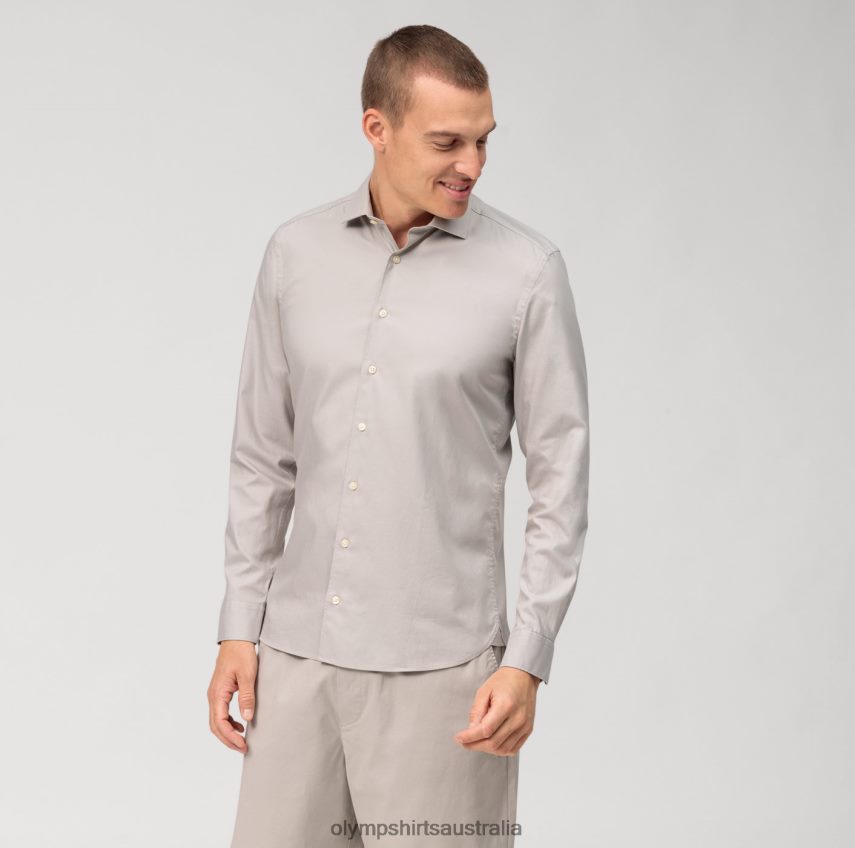 Clothing AU OLYMP Level Five Garment Washed Body Fit, Business Shirt, Kent, Taupe T8882J530
