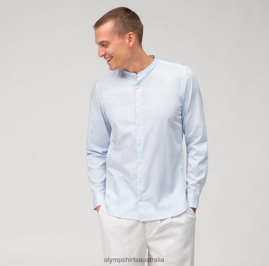 Clothing AU OLYMP Level Five Garment Washed Body Fit, Business Shirt, Stand-Up Collar, Bleu T8882J496