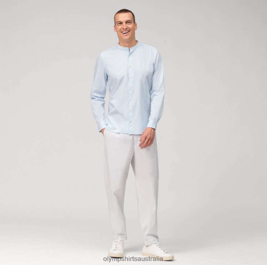 Clothing AU OLYMP Level Five Garment Washed Body Fit, Business Shirt, Stand-Up Collar, Bleu T8882J496