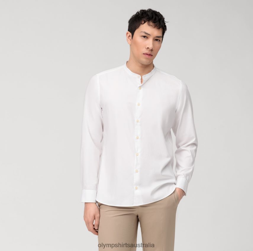 Clothing AU OLYMP Level Five Garment Washed Body Fit, Business Shirt, Stand-Up Collar, White T8882J424