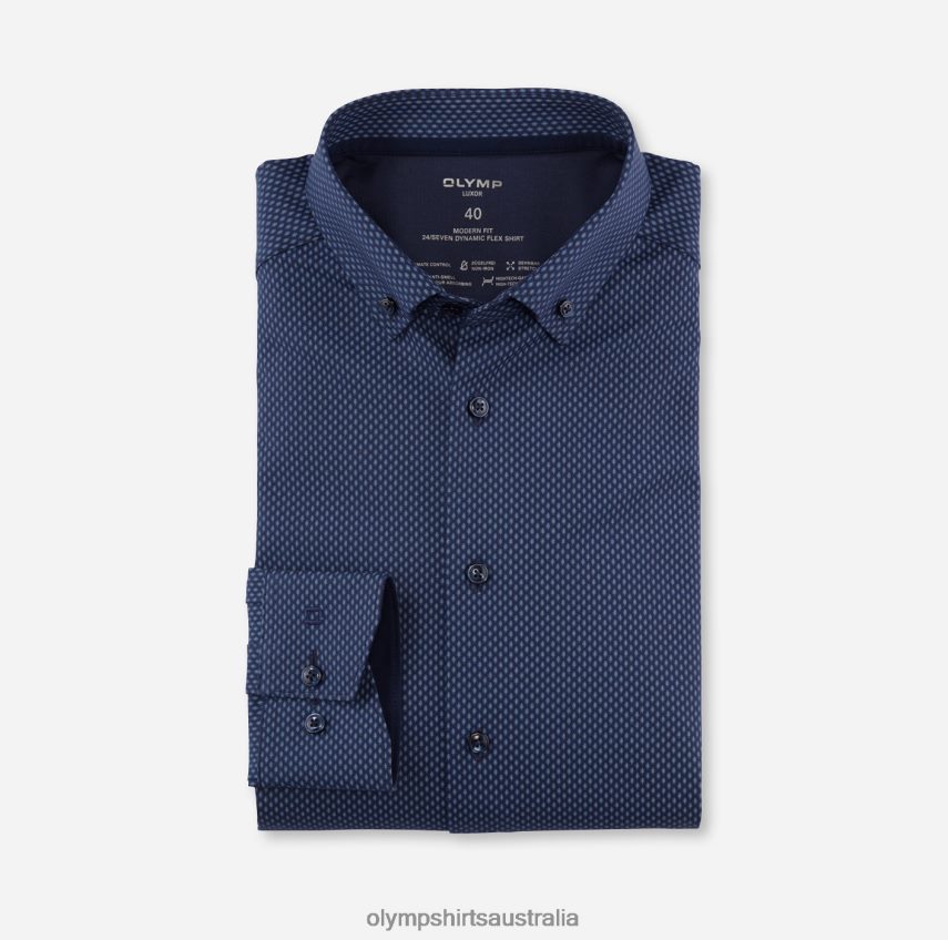Clothing AU OLYMP Luxor 24/Seven Modern Fit, Business Shirt, Button-Down, Marine T8882J1013