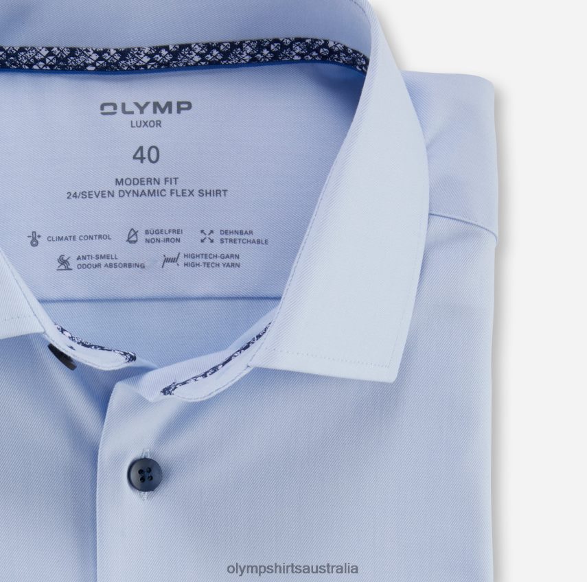 Clothing AU OLYMP Luxor 24/Seven Modern Fit, Business Shirt, Extra Short Sleeve, Global Kent, Bleu T8882J1472