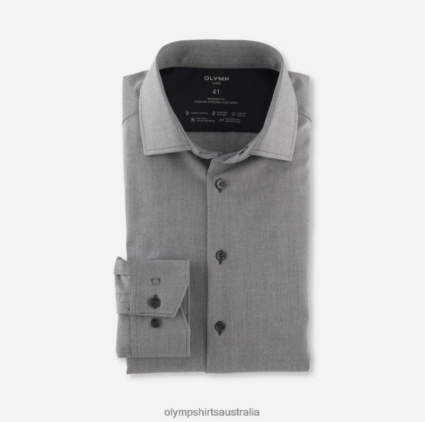 Clothing AU OLYMP Luxor 24/Seven Modern Fit, Business Shirt, Global Kent, Anthracite T8882J1182
