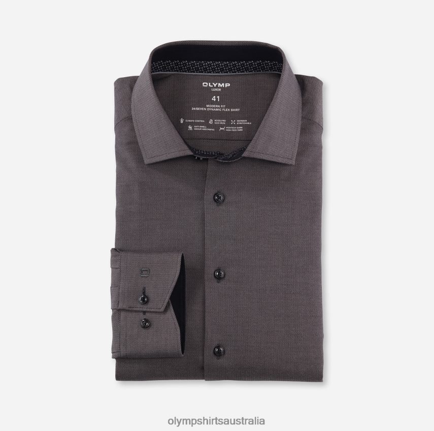 Clothing AU OLYMP Luxor 24/Seven Modern Fit, Business Shirt, Global Kent, Anthracite T8882J980