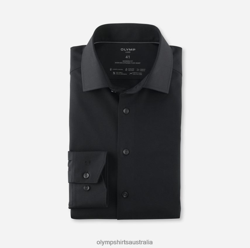 Clothing AU OLYMP Luxor 24/Seven Modern Fit, Business Shirt, Global Kent, Black T8882J964
