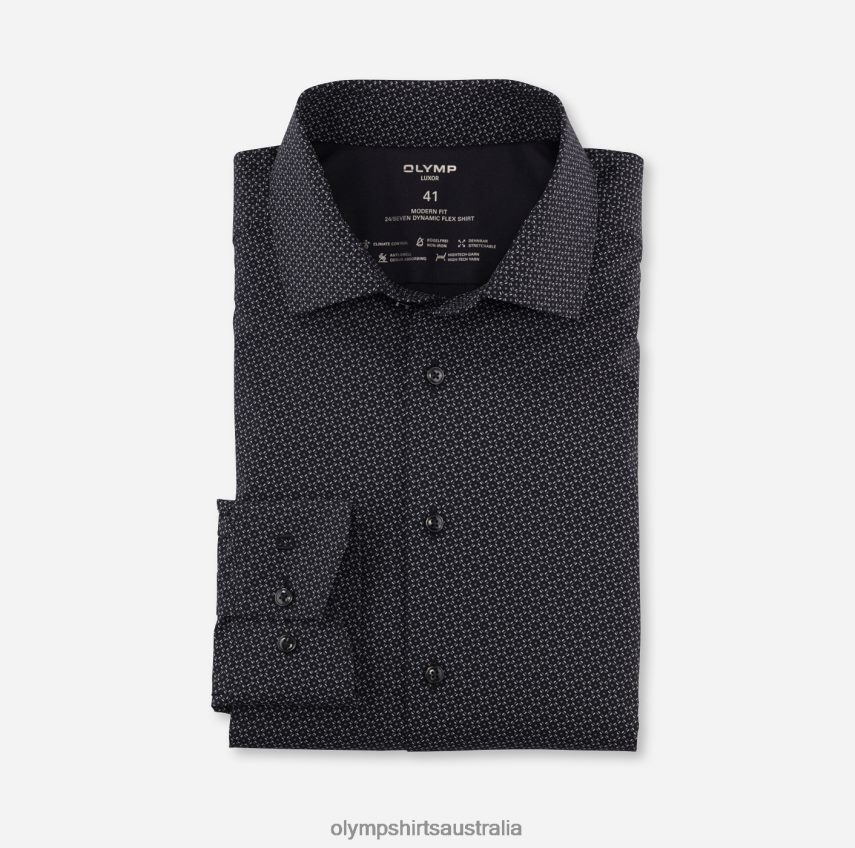 Clothing AU OLYMP Luxor 24/Seven Modern Fit, Business Shirt, Global Kent, Black T8882J984