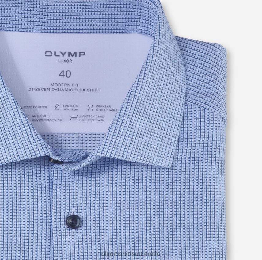 Clothing AU OLYMP Luxor 24/Seven Modern Fit, Business Shirt, Global Kent, Bleu T8882J1053