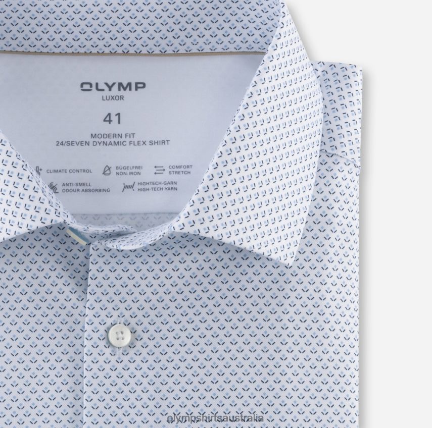 Clothing AU OLYMP Luxor 24/Seven Modern Fit, Business Shirt, Global Kent, Bleu T8882J1138