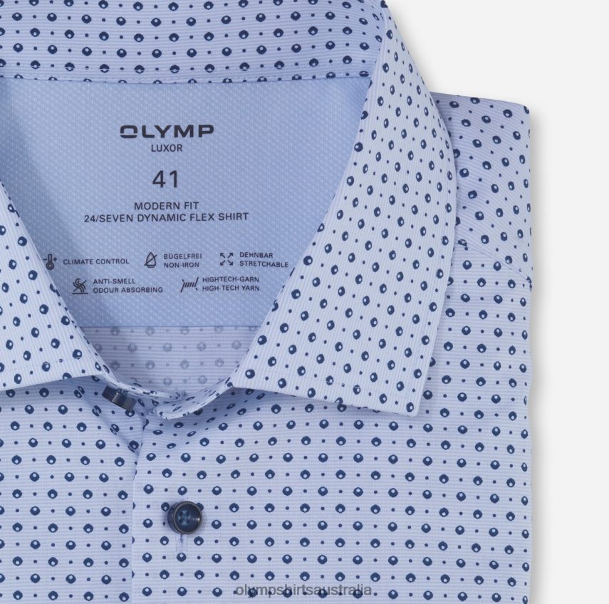 Clothing AU OLYMP Luxor 24/Seven Modern Fit, Business Shirt, Global Kent, Bleu T8882J1141