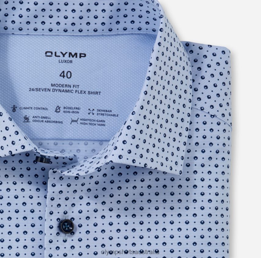 Clothing AU OLYMP Luxor 24/Seven Modern Fit, Business Shirt, Global Kent, Bleu T8882J1168