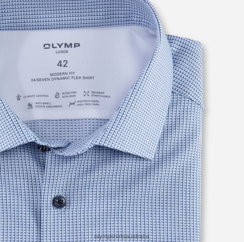 Clothing AU OLYMP Luxor 24/Seven Modern Fit, Business Shirt, Global Kent, Bleu T8882J1259