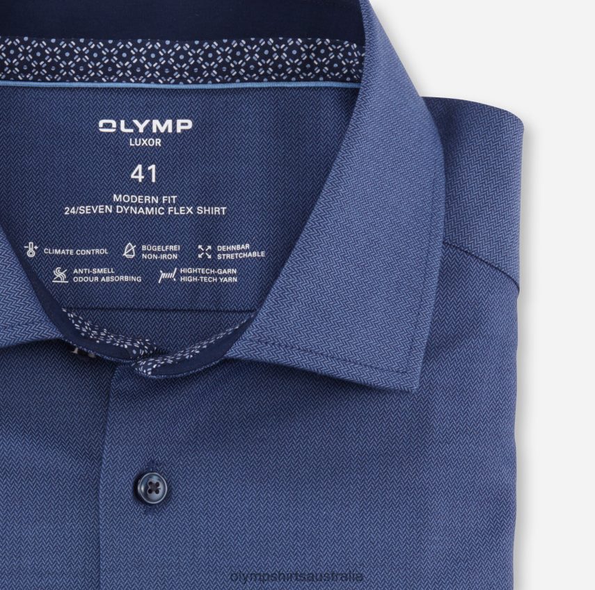 Clothing AU OLYMP Luxor 24/Seven Modern Fit, Business Shirt, Global Kent, Marine T8882J1011