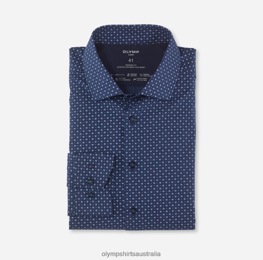 Clothing AU OLYMP Luxor 24/Seven Modern Fit, Business Shirt, Global Kent, Marine T8882J1103